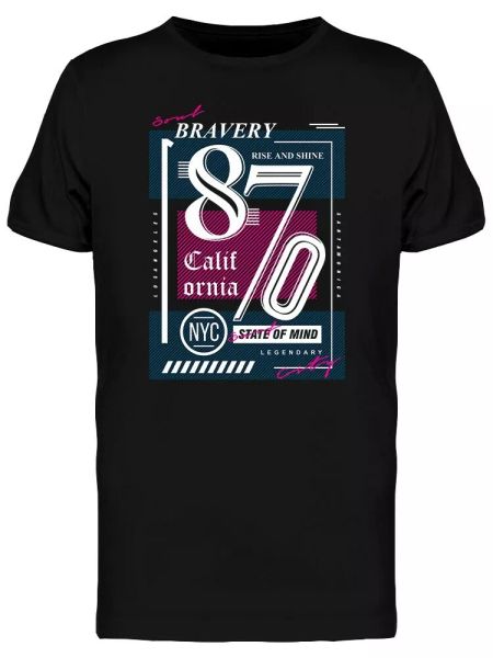 

Bravery California Typography Tee Men's -Image by Shutterstock, White;black
