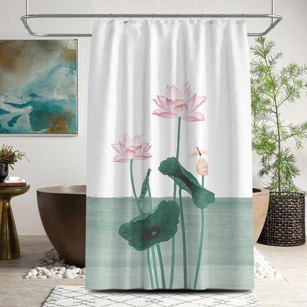 

shower curtains lotus print bath curtain chinese style waterproof polyester with hooks for bathroom home decor