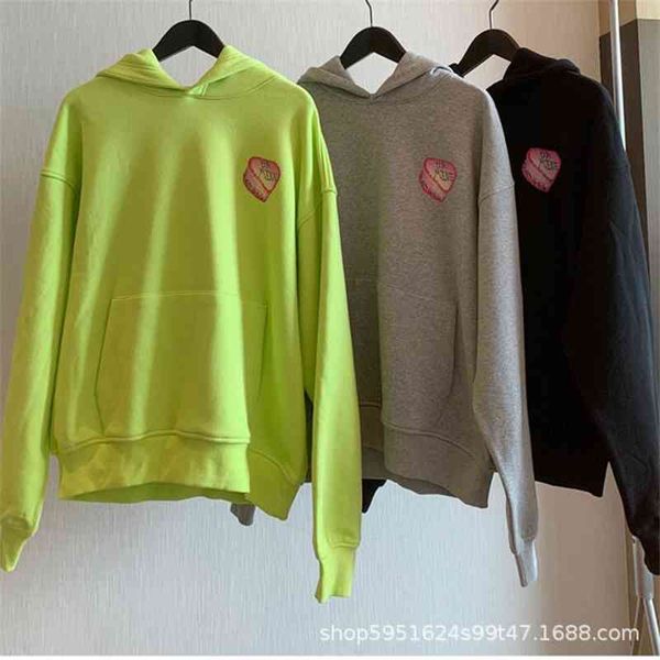 

early autumn 2021 new xoogoodboy love printing hooded loose fleece sweater for men and women, Black