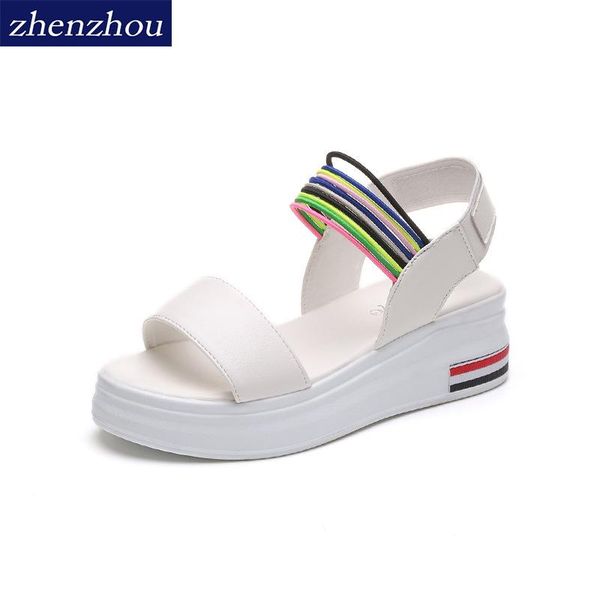 

dress shoes women sandals slope with 2021 summer style thick soles colorblock slip-on casual, Black