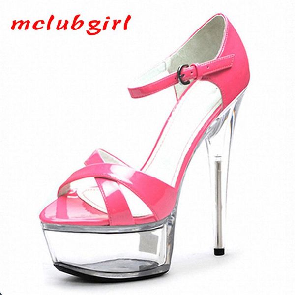 

mclubgirl 15cm heels round head waterproof platform bag and night club women's pink hollow ultra-high stiletto sandals lyp, Black