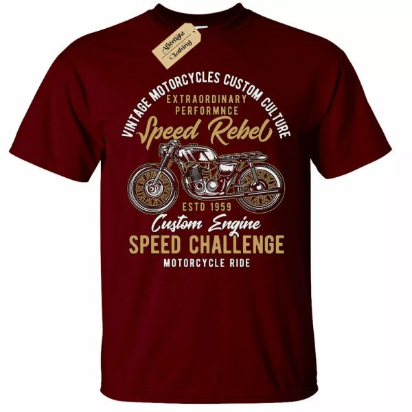 

speed rebel t-shirt man biker who moto ride custom, White;black