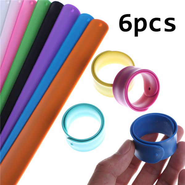 

6pcs/pack baptism gift rainbow slap bracelets baby shower favors girl birthday party decoration kids supply