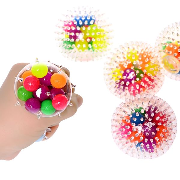 

6.0CM Spiny Squishy Ball Fidget Toy Colorful Beads Squish Ball Anti Stress Venting Balls Squeeze Toys Stress Relief Decompression Toys Anxiety Reliever
