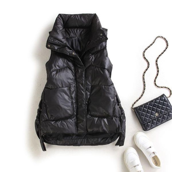 

women's vests 2021 women cotton padded vest coat autumn winter thicken sleeveless jacket female fashion loose warm waistcoat for r27, Black;white