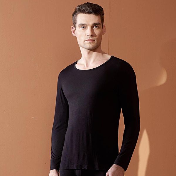 

men's thermal underwear bamboo fiber suit, Black;white