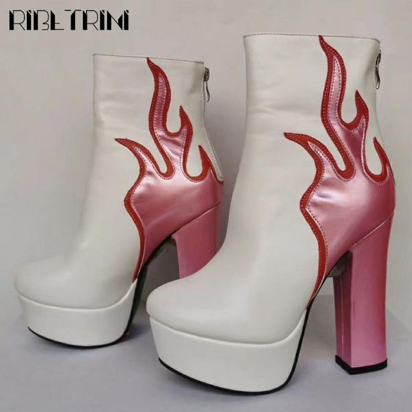 

fashion high heels shoes party patchwork ankle women boots cool dress platform, Black