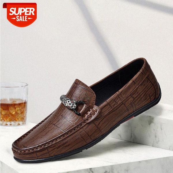 

autumn casual shoes brown round-toe sewing flat heel daily solid color driving real cowhide peas #oz8f, Black