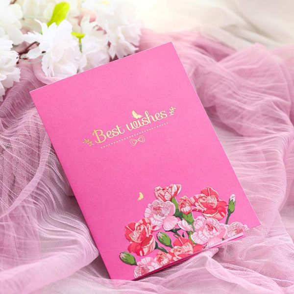 

greeting cards card carnation three-dimensional bouquet send blessing creative 3d invitations thanksgiving day festival party supplies