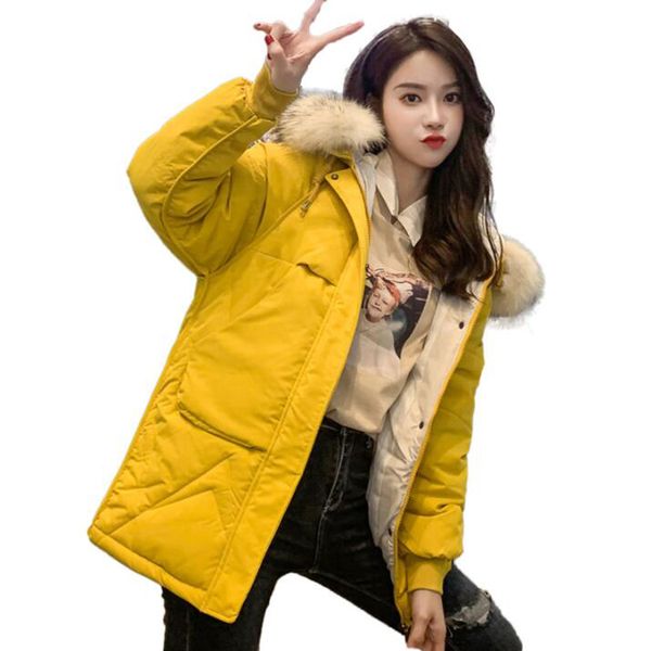 

down fashion women jacket korean loose thick warm coat and jackets hooded parka windproof winter clothing manteau femme, Black