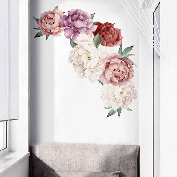 

wall stickers peony rose flowers art sticker decals kid room nursery home decor gift environmental friendly material: use with reassuranc