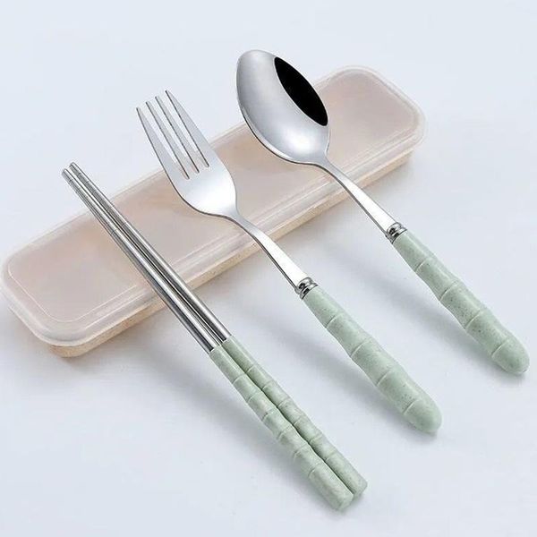 

flatware sets 3pcs/set tableware innovative household wheat handle stainless steel fork spoon chopsticks