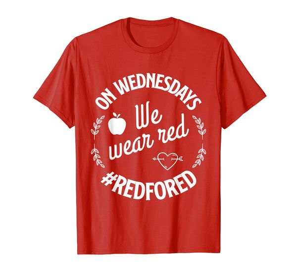 

red for ed - on wednesdays we wear red teacher support gift t-shirt, White;black