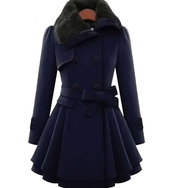 

jackets coats women's slim middle long double breasted woolen windbreaker nxrv, Black;brown