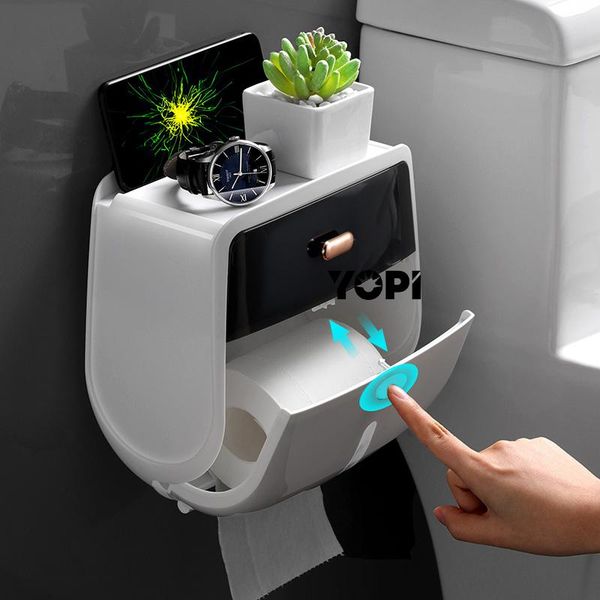 

toilet paper holders waterproof holder plastic towels stand wall mounted bathroom shelf storage box roll