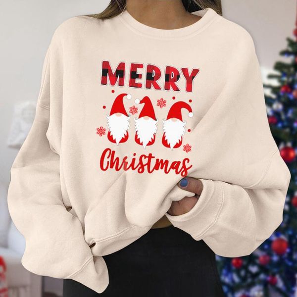 

women's t-shirt christmas letter car print t shirt for women fashion long sleeve pullover tunic magliette donna harajuku tshirt, White
