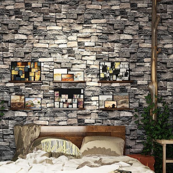 

wallpapers pvc wallpaper retro nostalgic 3d imitation brick pattern home decor bedroom sticker