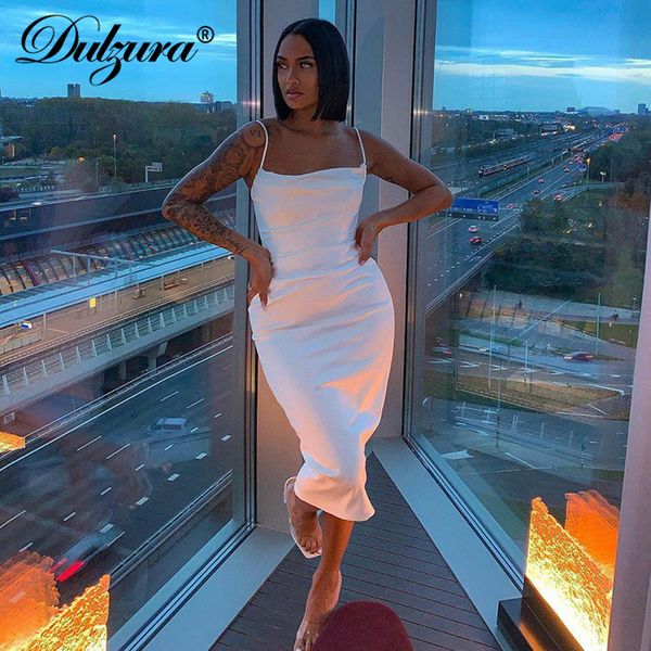 

pure women white strap midi dress ruched bodycon party elegant 2021 autumn winter festival christmas club slim, Black;gray