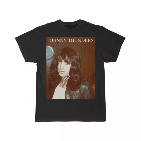 

the new york dolls johnny thunders men's short sleeve t shirt, White;black