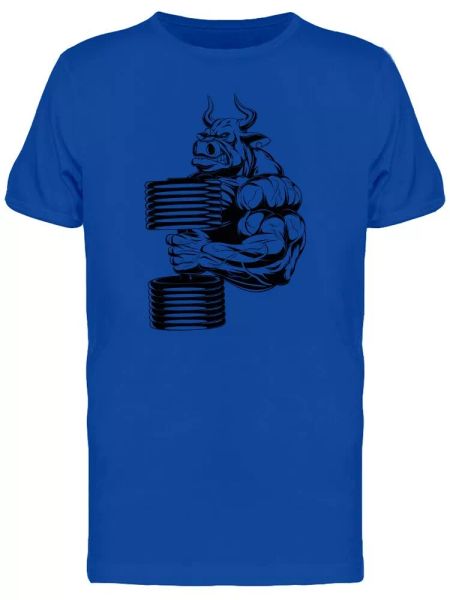 

Horned Bull With Dumbbell Men's Tee -Image by Shutterstock, White;black