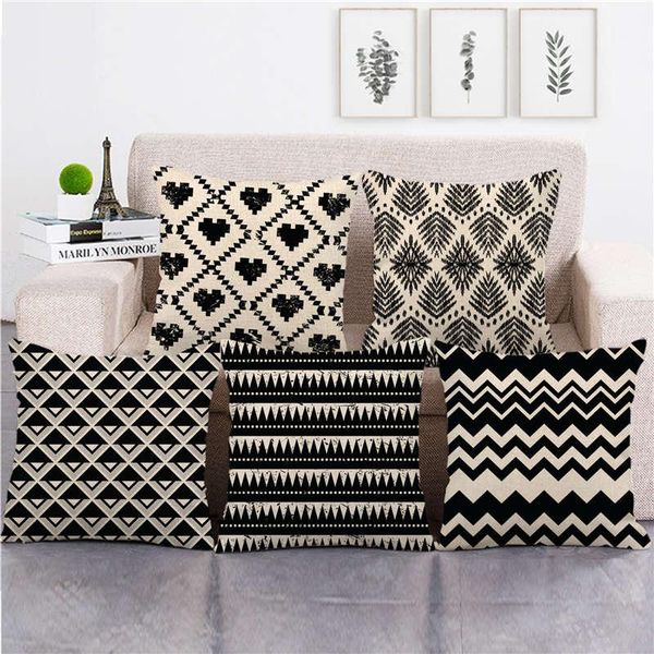 

black seamless geometric of aztec throw cushion cover linen/cotton sofa pillow decorative case cushion/decorative