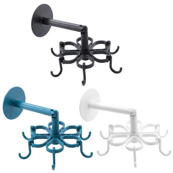 

hooks & rails 360 degree rotating hanging rack punch-kitchen hook self adhesive 6 home wall door handbag clothes bag hanger