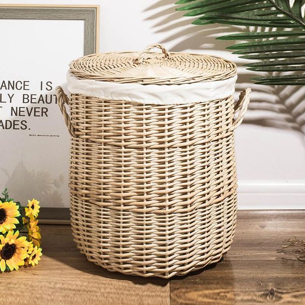 

laundry storage & organization round wicker basket lid traditional chinese picnic baskets room accessories wasmanden home eh60lb