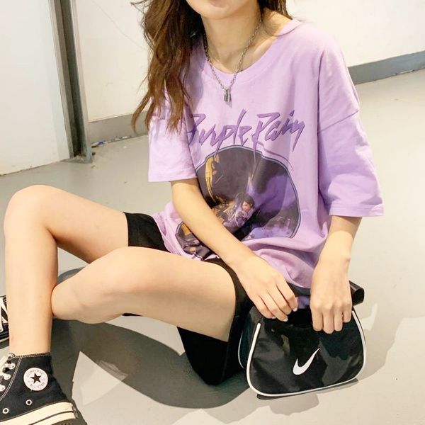 

women's t-shirt yedinas vintage graphic tee female oversized punk women harajuku t shirts aesthetic y2k for girls cotton white luzf