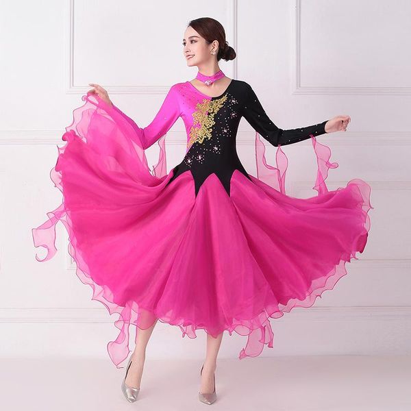 

stage wear 2021 ballroom dance competition dress waltz dresses standard women, Black;red