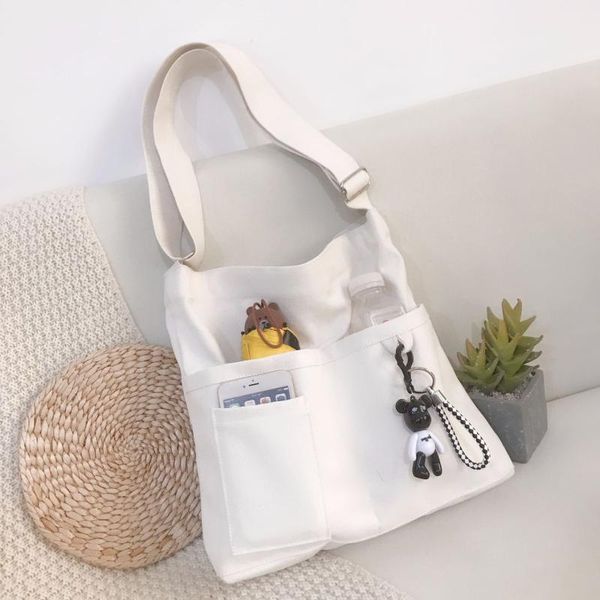 

school bags canvas diagonal cross bag youth fashion casual version ladies large capacity shoulder solid color women messenger