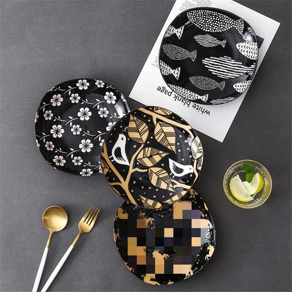 

dishes & plates japanese square glazed ceramic creative kitchen cake noodles plate nordic steak dish tableware western home fruit salad