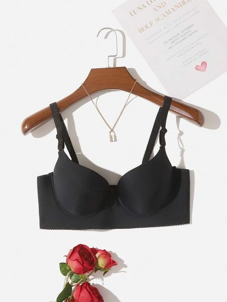 

plus solid bow decor underwire bra s3dn#, Black;white