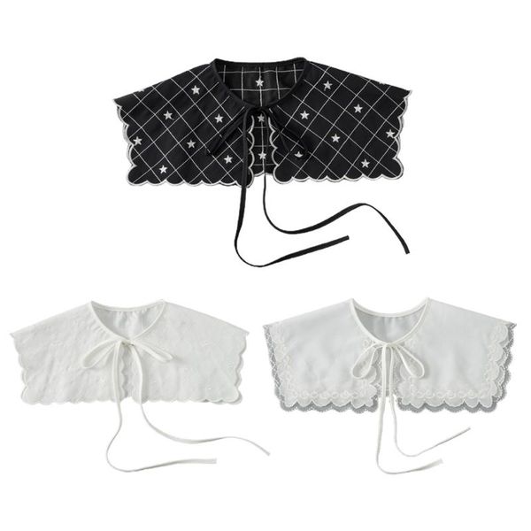 

neck ties embroidery fake collar various style false breathable summer faux necklace dress shirt shawl, Blue;purple