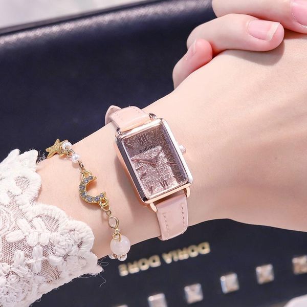 

wristwatches women watches fashion cute waterproof set leather square ladies quartz watch for wristwatch female clock montre femme, Slivery;brown