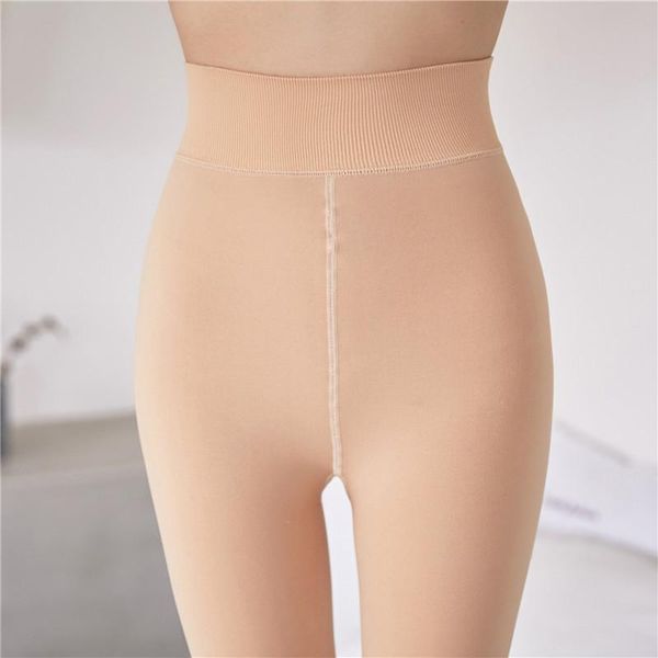 

women's leggings high waist elastic warm women solid colors plush autumn winter bottom pants slim trousers thick lift hips, Black