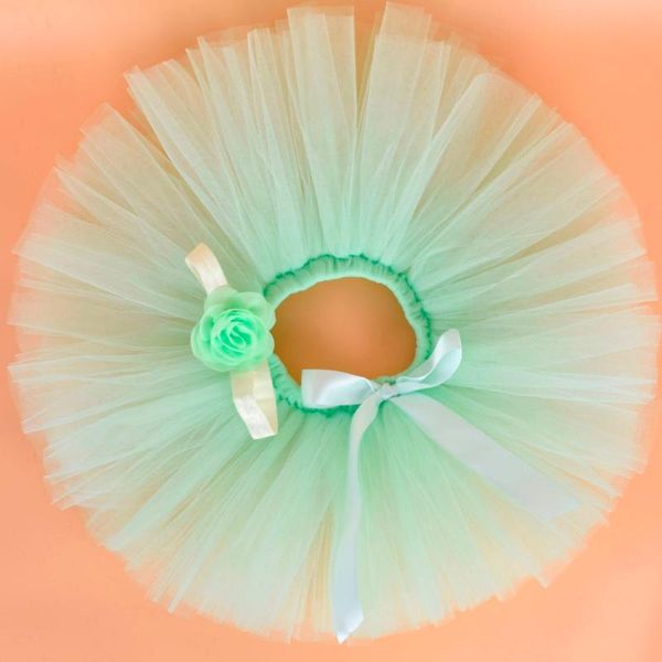 

skirts mint baby girls fluffy tutu skirt & headband set born po prop costume infant birthday tulle tutus outfit for 0-12m, Blue