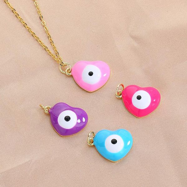 

pendant necklaces 2021 colorful colors fashion lovely heart-shaped eyes ladies necklace creative jewelry gifts holiday, Silver