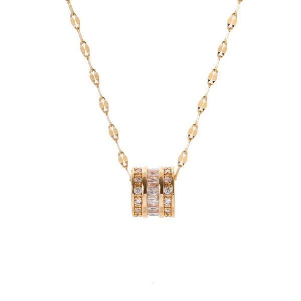 

chains three rings full diamond small waist necklace female titanium steel clavicle chain short wild jewelry stall supply wholesale, Silver