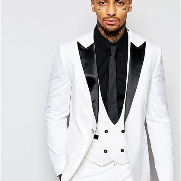 

men's suits & blazers suits of men's slim clothing, three pieces (jacket + pants vest) o2xq, White;black