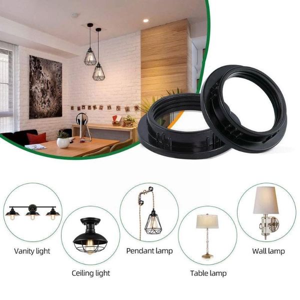 Coperture per lampade Tonalità 2021 E27/E14 Anello paralume Adattatore Nero/bianco Lampadina in plastica Collare di luce Ombra Supporto adattatore Accesso G7b7