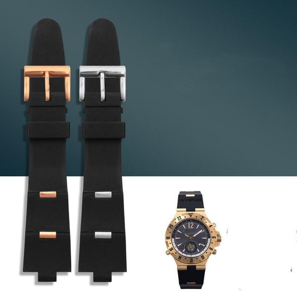 

watch bands 22mm 24mm black rubber scuba diver band strap fit bvlg diagono, Black;brown