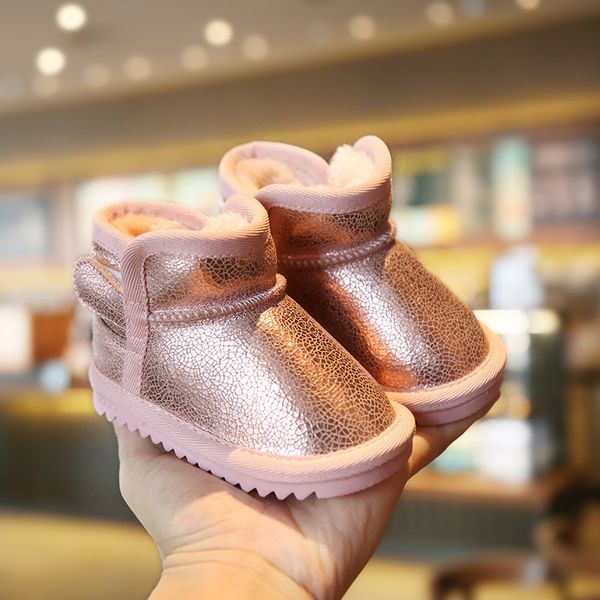 

2021 Snow Boots For Children Baby Cotton Non-Slip Soft Bottom Thick Warm Toddler Shoes Casual Waterproof Winter Footwears, Gray