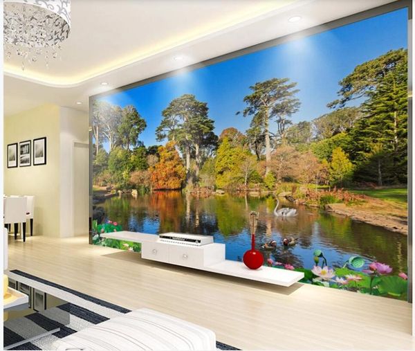 

wallpapers 3d wallpaper custom po mural fresh natural green grass flower lake background home decor living room for walls 3 d