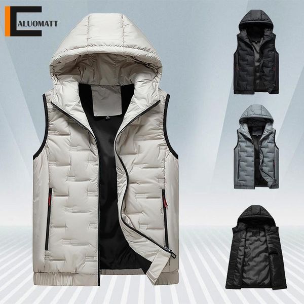 

men's vests 2021 mens winter vest warm hooded casual waistcoat sleeveless cotton jackets men thick parkas plus size 8xl, Black;white