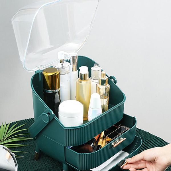 

storage boxes & bins 1pc box makeup organizer drawer bathroom cosmetic deskdustproof large capacity acrylic display case
