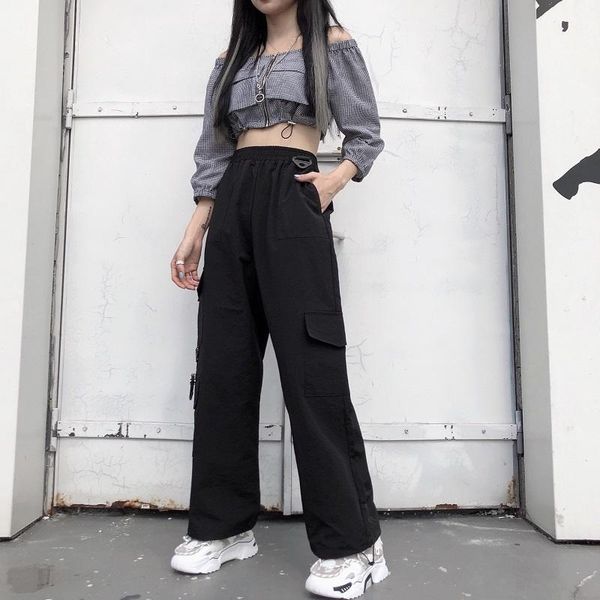 

women's pants & capris print women streetwear harem high waist joggers wide leg sweatpant lady long trousers hoodie hoody clothes para, Black;white