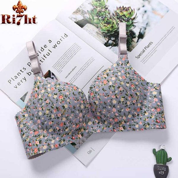 

bras women lingerie seamless adjustable bra comfortable nylon flower print one-piece underwear 1pcs breathable, Red;black