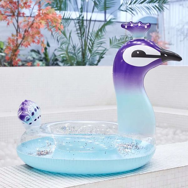 

swimming ring pvc inflatable sequin peacock circle children floating bed swimming equipment