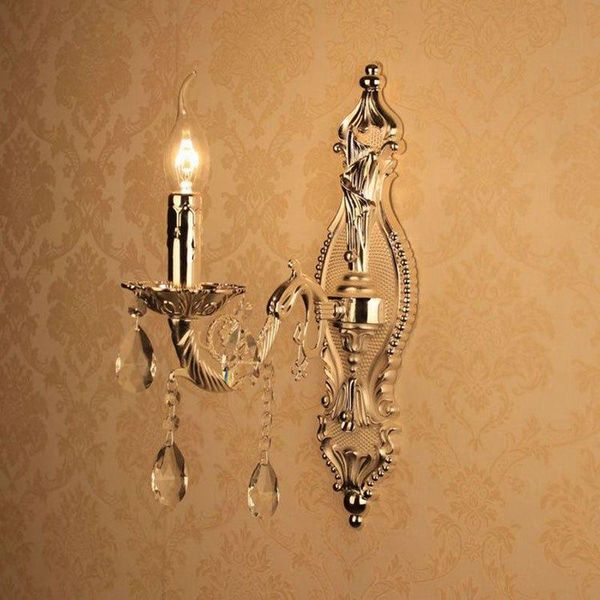 

wall lamp european torch carved alloy clear crystal corridor lights bedroom bedsides sconces candle style living room light