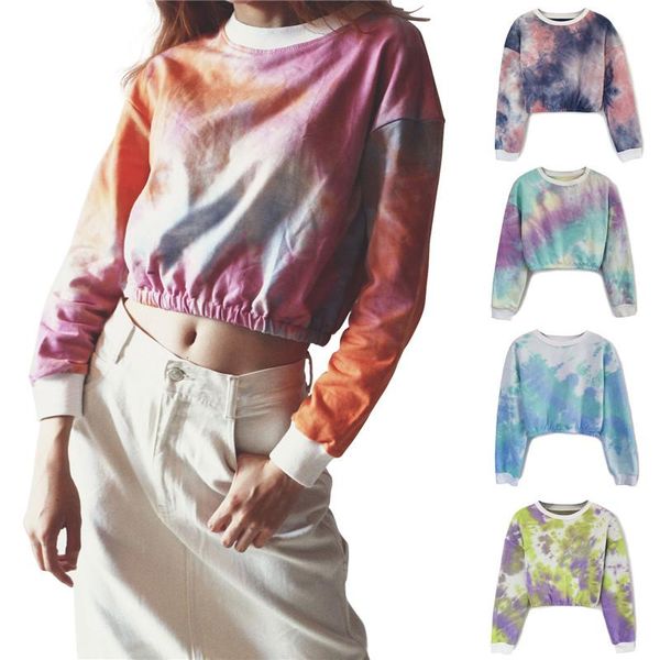 

women's hoodies & sweatshirts multicolor casual women long sleeve pullovers hooded sweatshirt 2021 spring autumn tie dye causal sportwe, Black